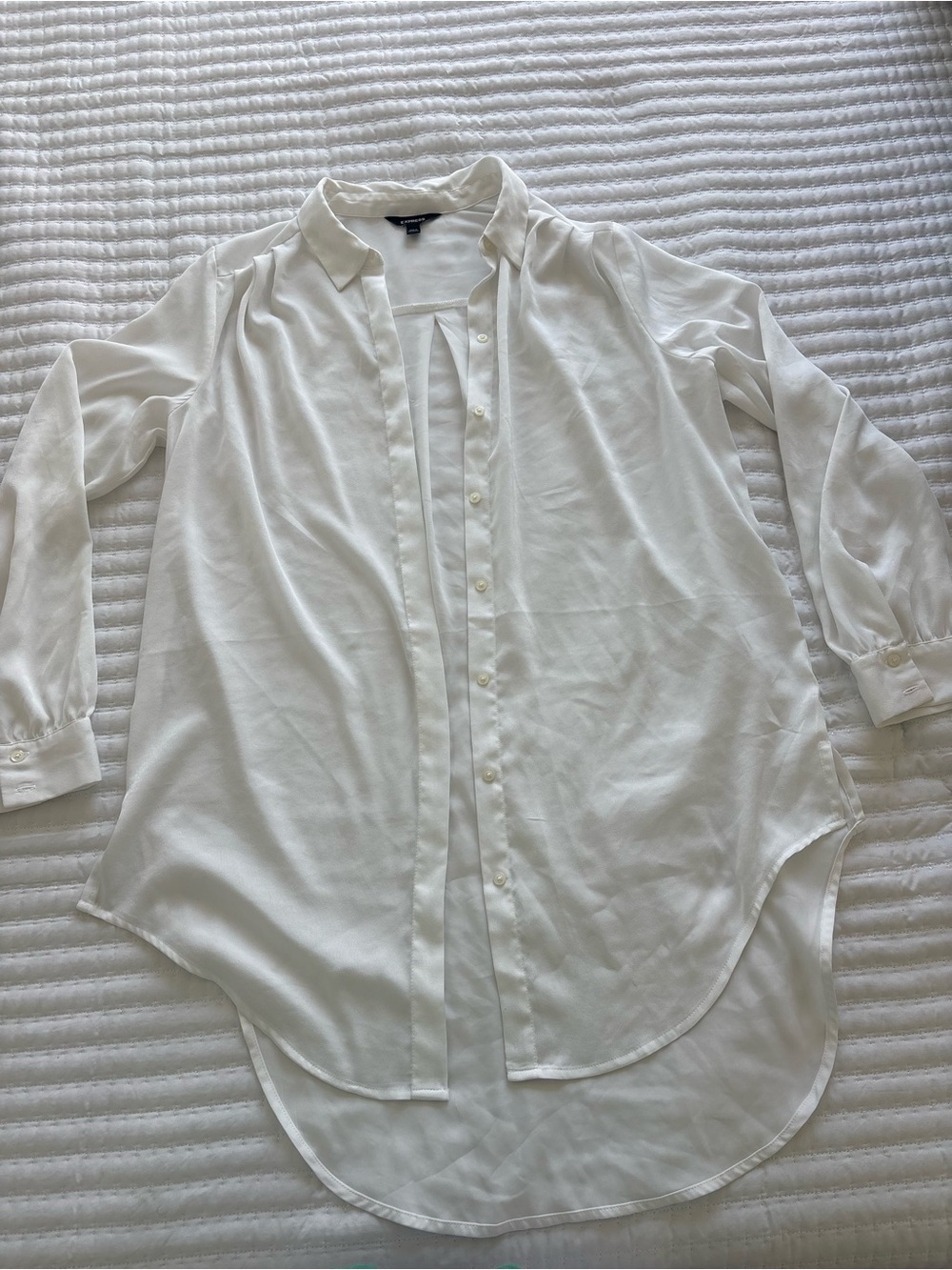 Express White Longline Button-Down Shirt